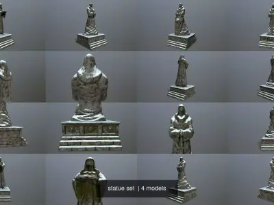 statue set of person 3D Model Pack