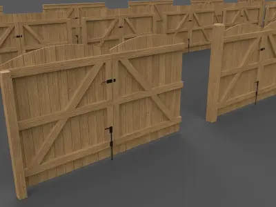 PBR Wood Chain Link Fence For Court D Low-poly 3D model