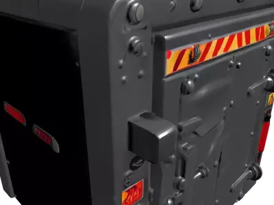 Damaged Industrial SciFi Bunker Door Low-poly 3D model