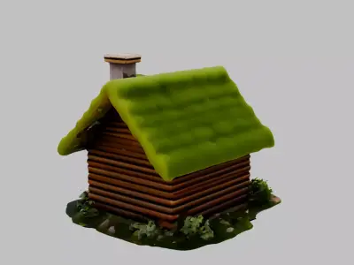 Moshed Roof House 2 Free low-poly 3D model
