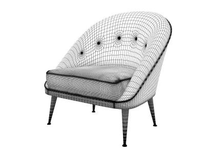 Malay two velvet chairs with gold legs 3D model