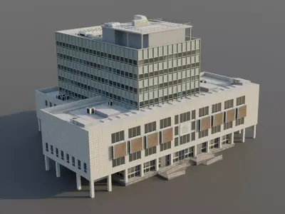 Camberwell Magistrates Court - Modernist London Office Building Low-poly 3D model