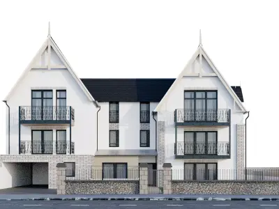 Modern European Gable House Low-poly 3D model