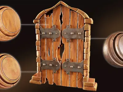 Free Stylized Wooden Door Materials  Substance Painter  Texture