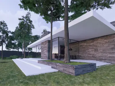 Modern House Exterior Scene 3D model purchase