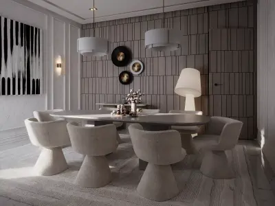 Contemporary Dining Room 3D model