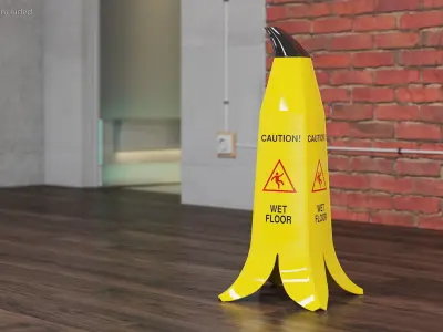 Banana Cone Caution Wet Floor Sign 60cm 3D model