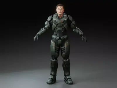 Elon Musk in Futuristic Sci-Fi Style Low-poly 3D model