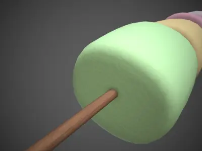 Mashmallows with Stick Low-poly 3D model