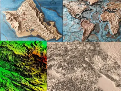 Custom 3d terrain topo model of any place in the world Low-poly 3D model