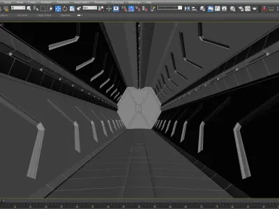 SCI FI INTERIOR SCENE SPACE SHIP CORRIDOR Low-poly 3D model