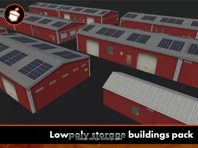 Lowpoly industrial buildings bundle 3D Model Pack