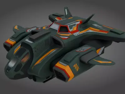 Sci-Fi Fighter Jet - Game Ready - PBR Low-poly 3D model