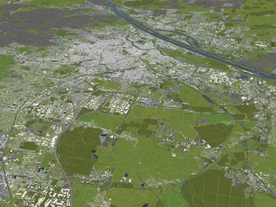 Vienna Austria 50x50km 3D City Map 3D model
