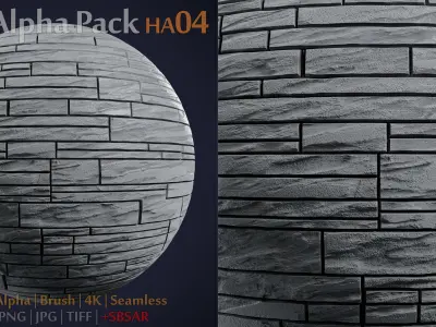 Stone and Tile Alpha Brush - HA04 - 4K - 16bit - SBSAR Texture