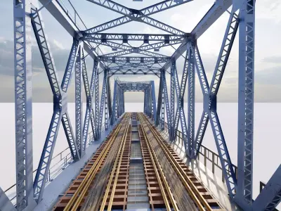 Structural engineering of Metal bridge structure 3D model purchase
