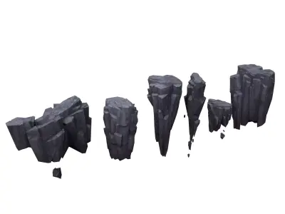 Floating Rock Floating Island Set Low-poly 3D model