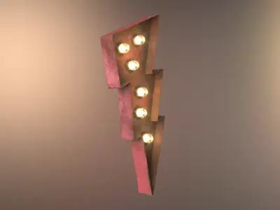 Lightning Bolt Rusted Sign Low-poly 3D model
