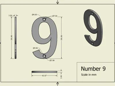 Number 9 3D print model