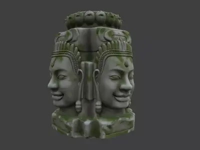 Stone Faces of Bayon Low-poly 3D model