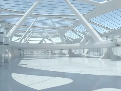  Sci-Fi Futuristic Warehouse Hangar Interior 