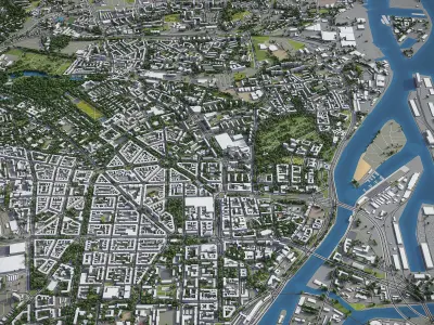 Szczecin  Low-poly 3D model