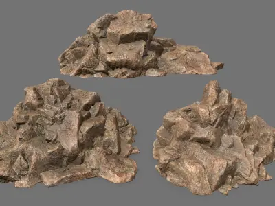 Rock Set Low-poly 3D model