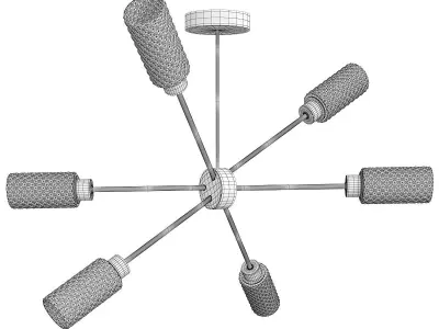 Sputnik Chandelier six cylinders Low-poly 3D model
