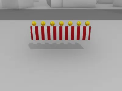 Construction Barrier 4 with warning lights 600-38 500x2000mm Low-poly 3D model