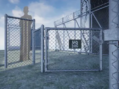 Chain Link Fence PBR Low-poly 3D model