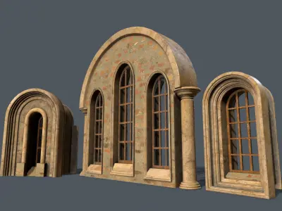 Medieval Window Set Low-poly 3D model purchase