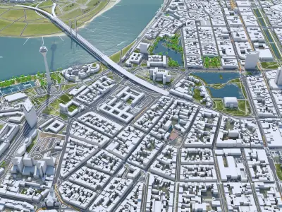 Dusseldorf Downtown Germany Low-poly 3D model