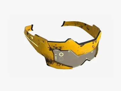 SciFi Glasses F10 Yellow - Character Design Fashion Low-poly 3D model