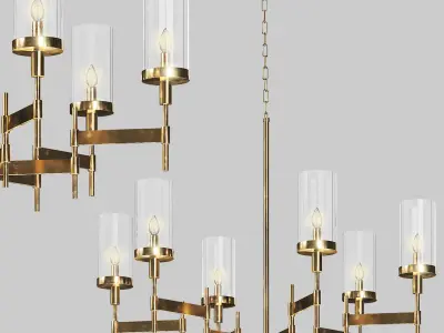 light-19 brass chandelier with four glass candle holders 3D model