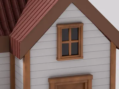 Cute Cartoon Small Wood House 01 3D model