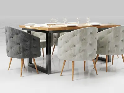 Illuminated Elegance Dining Table Low-poly 3D model