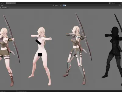 Elf Archer Realistic Female - Blender UE5 Unity - 40 animations Low-poly 3D model