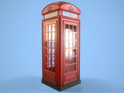 Telephone Box Low-poly 3D model
