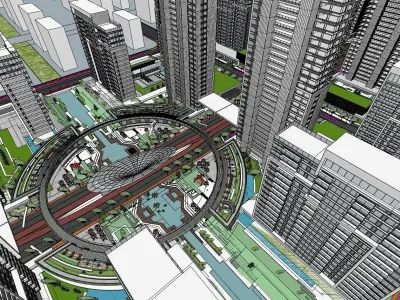 cityscape piadza entertainment theme park 3D model