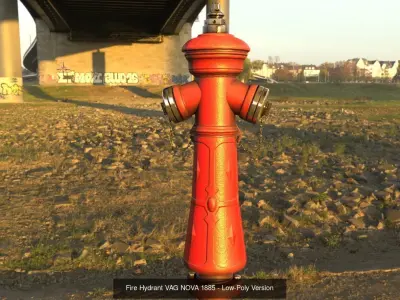 Fire Protection Set with All Hydrants Red and Blue 3D Model Pack