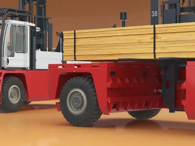  Baumann GS 150 Timber Load Sideload Forklift Red Rigged for Maya 