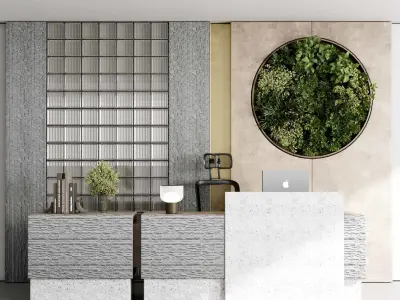 Reception Desk and Glass block Reception 3D model