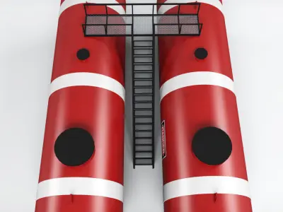 Oil tank industrial double Low-poly 3D model