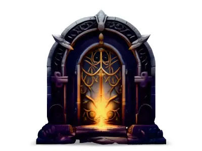 Fantasy Ornate Glowing Metal Gate Low-poly 3D model