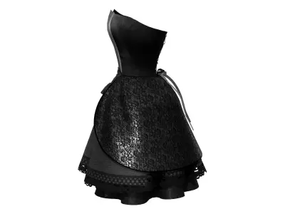 Black and Red Gothic Party Dress Low-poly 3D model