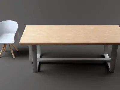 Low Poly Table and chair Free 3D model
