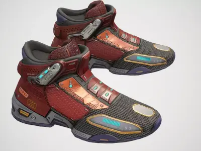 Sci-Fi Sneakers p03 Low-poly 3D model