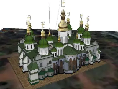 Architecture-Religion-God-Culture-Temple-031 church with domes 3D model