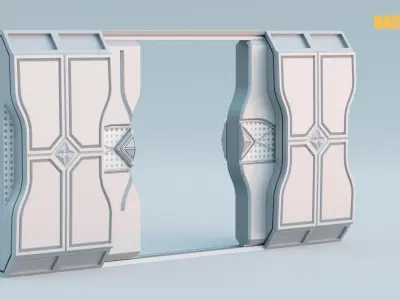 Game-Ready Sci-Fi Door Asset Low-poly 3D model