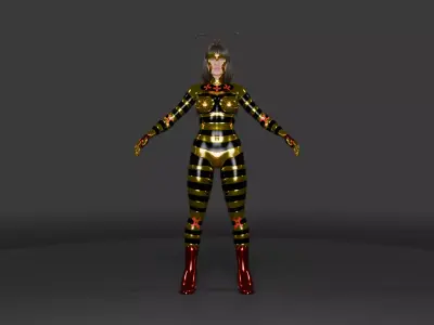 Queen Bee Superhero Game-Ready 3D Character Low-poly 3D model